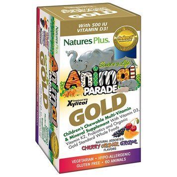 Мультивітаміни для Дітей, Смак Асорті, Animal Parade Gold, Natures Plus, 60 жувальних таблеток