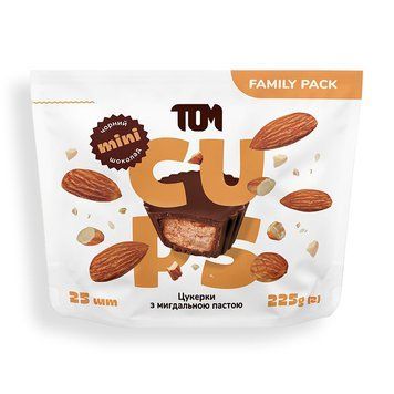 ТОМ Цукерки з мигдальною пастою чорний шоколад - Family Pack 225 г