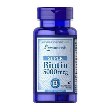 Біотин Puritan's Pride Biotin 5000 mcg (60 капс) вітамін б7 b7