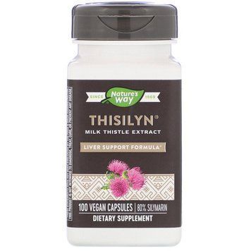 Расторопша екстракт, Thisilyn, Milk Thistle, Liver Support Formula, Nature's Way, 100 вегетарианских капсул