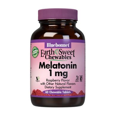 Мелатонін Bluebonnet Nutrition Melatonin 1 mg 60 жувачок Малина