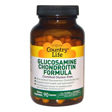 Глюкозамін і Хондроітин, Glucosamine / Chondroitin Formula, Country Life, 90 капсул