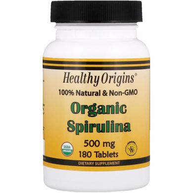 Спирулина Healthy Origins Organic Spirulina 500 mg 180 таб