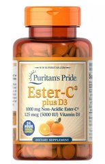 Витамин C Puritan's Pride Vitamin C-1000 mg Ester-C Plus Vitamin D-3 5000 IU 60 таблеток