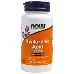 Гиалуроновая кислота Now Foods Hyaluronic Acid 50 mg with MSM (60 капс) нау фудс