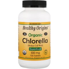 Органічна Хлорелла, Chlorella, Healthy Origins, 500мг, 720 таблеток