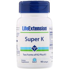 Витамин К в двух формах ( К2 + К1), Life Extension, Super K, 90 капсул
