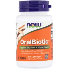 Орал Пробиотики, OralBiotic, NOW, 60 леденцов
