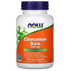 Кора корицы Now Foods (Cinnamon Bark Glucose Metabolism Support) 600 мг 120 капсул
