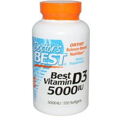 Вітамін D3 5000IU, Doctor's Best, 720 желатинових капсул