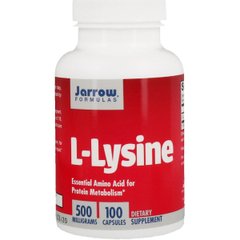 L-Лизин, L-Lysine, Jarrow Formulas, 500 мг, 100 Капсул