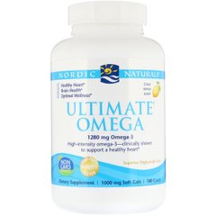 Риб'ячий Жир, Смак Лимона, Nordic Naturals, Ultimate Omega, Lemon, 1,280 мг, 180 капсул