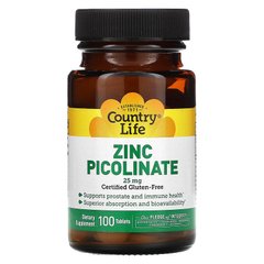 Цинк Country Life Zinc picolinate 25 mg 100 таблеток