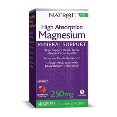 Магній Natrol Magnesium High Absorption 250 mg 60 tabs, cranberry apple