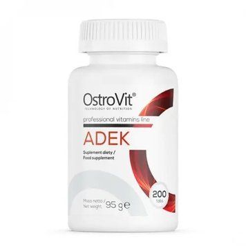 Комплекс вітамінів А + Д + Е + К, ADEK, OstroVit, 200 таблеток