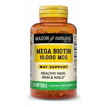 Біотин 10000 мкг, Mega Biotin, Mason Natural, 50 гелевих капсул
