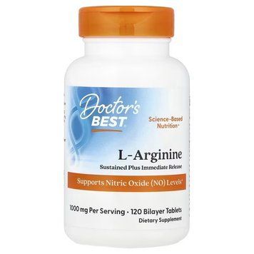 L-Аргінін, 500 мг у кожній, L-Arginine 1000, Doctor's Best, 120 таблеток