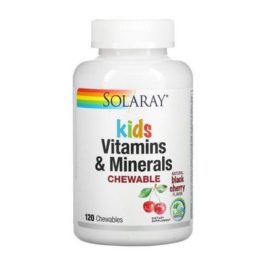 Витамины для детей Solaray Kids Vitamin & Minerals 60 жвачек Вишня