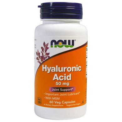 Гиалуроновая кислота Now Foods Hyaluronic Acid 50 mg with MSM 60 капс