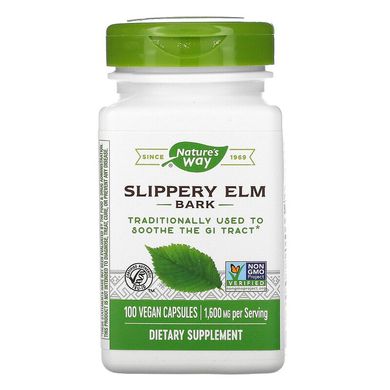 Скользкий вяз, Slippery Elm Bark, Nature's Way, 400 мг 100 капсул