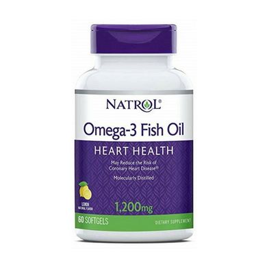 Омега-3 Natrol Omega-3 Fish Oil Heart Heath 1200 мг 60 капс риб'ячий жир лимон