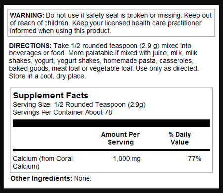 Коралловый кальций KAL Coral Calcium Powder 1000 mg 225 г