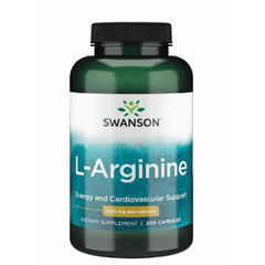 Л-Аргинин Swanson L-Arginine 500 mg 200 капсул