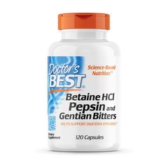 Бетаін HCL і Пепсин Doctor's BEST Betaine HCI Pepsin and Gentian Bitters 120 капсул