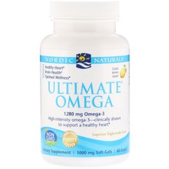 Риб'ячий Жир, Смак Лимона, Nordic Naturals, Ultimate Omega, Lemon, 1,280 мг, 60 капсул