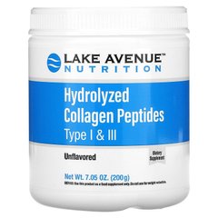 Колаген Lake Avenue Nutrition Hydrolyzed Collagen Peptides Type I & III 200 грам Без смаку