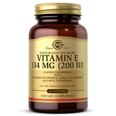 Solgar, Натуральний вітамін Е, 134 мг Vitamin E 134 mg 200 IU 100 м'яких желатинових капсул