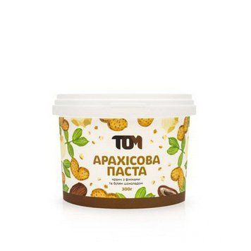 Натуральная арахисовая паста TOM 300 г кранч з фініками та білим шоколадом