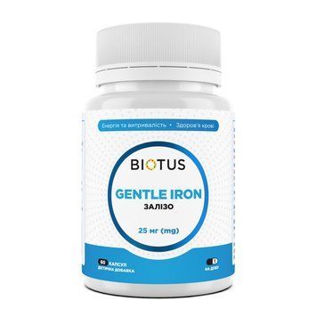 Железо, Gentle Iron, Biotus, 25 мг, 60 капсул