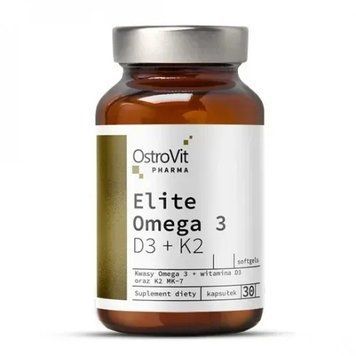 Елітна омега 3 вітамін Д3 + вітамін К2 OstroVit PHARMA ELITE OMEGA 3 D3 + K2 30 капсул