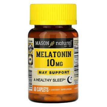 Мелатонін 10 мг, Melatonin, Mason Natural, 60 каплет