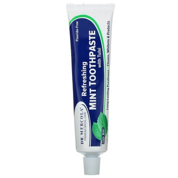 Зубна паста без фториду, Toothpaste with Tulsi, Dr Mercola, освіжаюча, м'ятна, 85 г