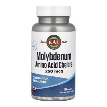 Молибден хелат KAL Molybdenum Amino Acid Chelate 250 mcg 100 Таблеток