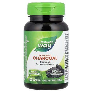 Активированный уголь, Charcoal Activated, Nature's Way, 560 мг, 100 капсул (280 мг в капсуле)