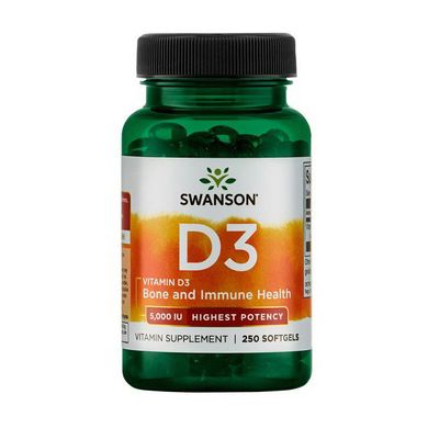 Вітамін Д3 Swanson Vitamin D3 5000 IU 250 капсул