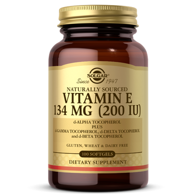 Solgar, Натуральный витамин Е, 134 мг Vitamin E 134 mg 200 IU 100 мягких желатиновых капсул