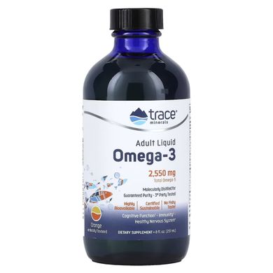 Омега-3, 2550 мг, вкус апельсина, Adult Liquid Omega-3, Trace Minerals, 237 мл