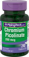 Хром пиколинат Piping Rock Chromium Picolinate 200 mcg 240 таблеток