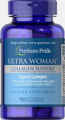 Витамины для женщин Puritan's Pride Ultra Woman Collagen Support 1000 mg with Hyaluronic Acid 90 капсул