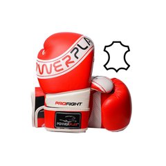Боксерские перчатки PowerPlay 3023 A красно-белые [натуральная кожа] 16 унций