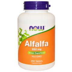 Люцерна, Alfalfa, NOW, 650 мг, 250 таблеток