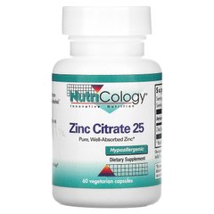 Цитрат цинка, 25 мг, Nutricology, 60 вегетарианских капсул