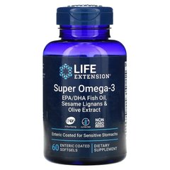 Супер Омега-3 Life Extension (Super Omega-3) 60 капсул з ентеросолюбільним покриттям
