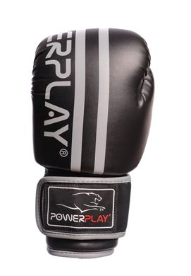 Боксерские перчатки PowerPlay 3010 черно-серые 12 унций