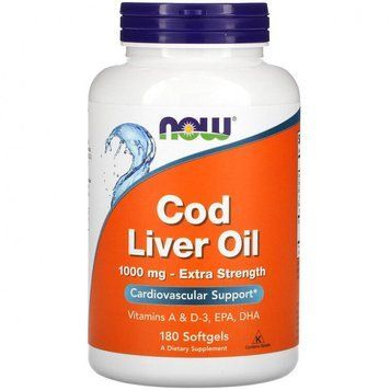 Олія печінки тріски Now Foods Cod Liver Oil 180 капсул