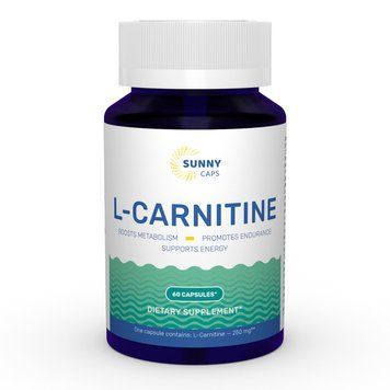 L-карнітин, L-carnitine Powerfull, Sunny Caps, 250 мг, 60 капсул